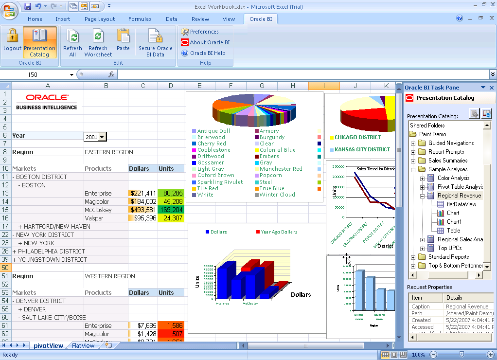 BI Office Add-in Presentation Catalog browser pane in Office 2003 or 2007 Office
