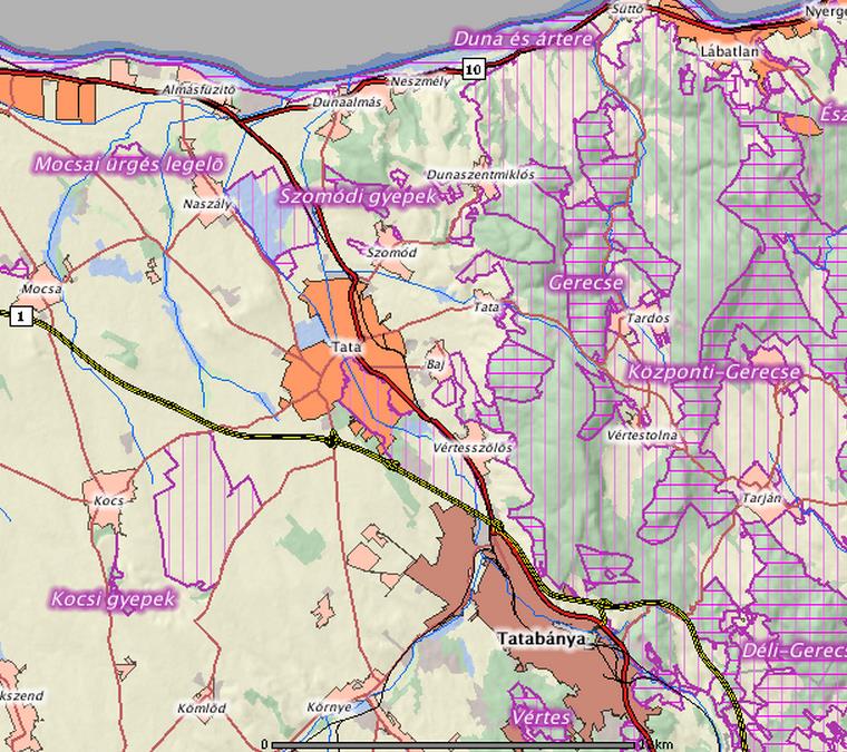 Európai Ökológiai Hálózat (Natura 2000 területek): Szomódi gyepek kiemelt jelentőségű természetmegőrzési terület (HUDI20048) Tatai Öreg-tó különleges madárvédelmi terület (HUDI10006) Gerecse