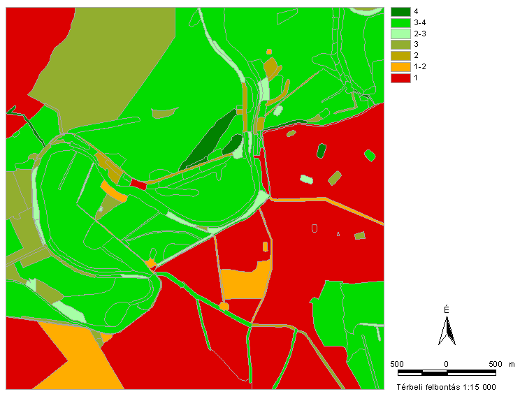 4.3.2 Természetességi- és élőhelyállapot vizsgálatok eredményei 4.3.2.1 Németh-Seregélyes féle természetesség A vizsgált területek mindegyikére jellemző, hogy legnagyobb arányban az 1-es és a 3-4 közötti természetességi értékű élőhelyek fordulnak elő.