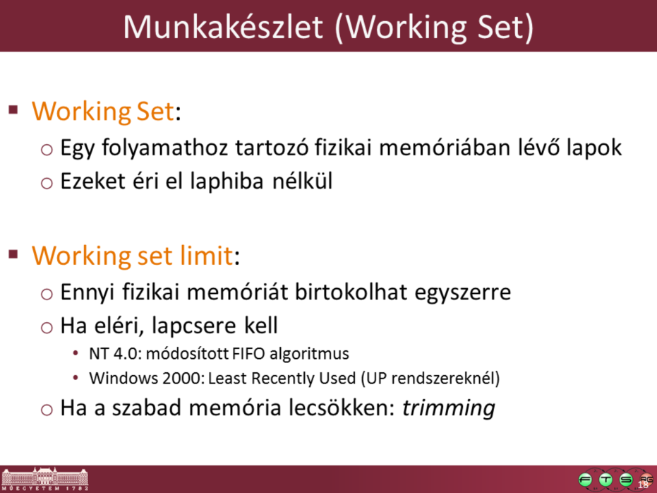 Working set: Implemented as array of working set list entries (WSLE) Soft vs.