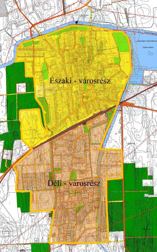 Kemecse Város Integrált Településfejlesztési Stratégiája 19 A két városrész a domborzati, városszerkezeti, városképi eltéréseken túlmenően funkciójukban is alapvetően különböznek.