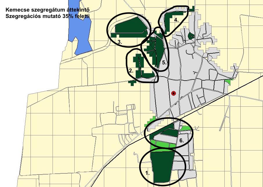 Kemecse Város Integrált Településfejlesztési Stratégiája 76 14. térkép: Kemecse szegregátumai a 2011.