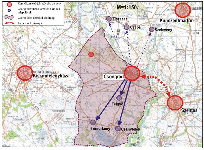 ábra Az 1000 lakosra jutó K+F beruházások értéke (ezer Ft, 2010) Forrás: Baross-kutatás adatbázisa, SZTE Gazdaságtudományi Kar, 2010 Csongrád város regionális jelentőségét emeli a 451-es úton Szentes