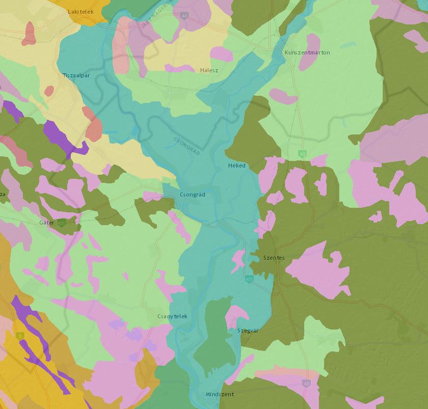 A felszíni vizek fő gyűjtője a Tisza, és holtágai, valamint a Felső-főcsatorna, Vidre-éri csatorna, és a Vidre-éri összekötő csatorna. A Vidre-ér Csongrád környékének harmadik legnagyobb vízfolyása.