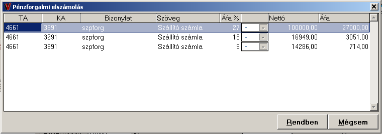 Az Igen gomb megnyomása után a következő ablak látható: Itt lehet kitölteni az áfa főkönyvi számot, vagyis itt adjuk meg a 466-os illetve 467es főkönyvi számot attól függően, hogy vevői vagy