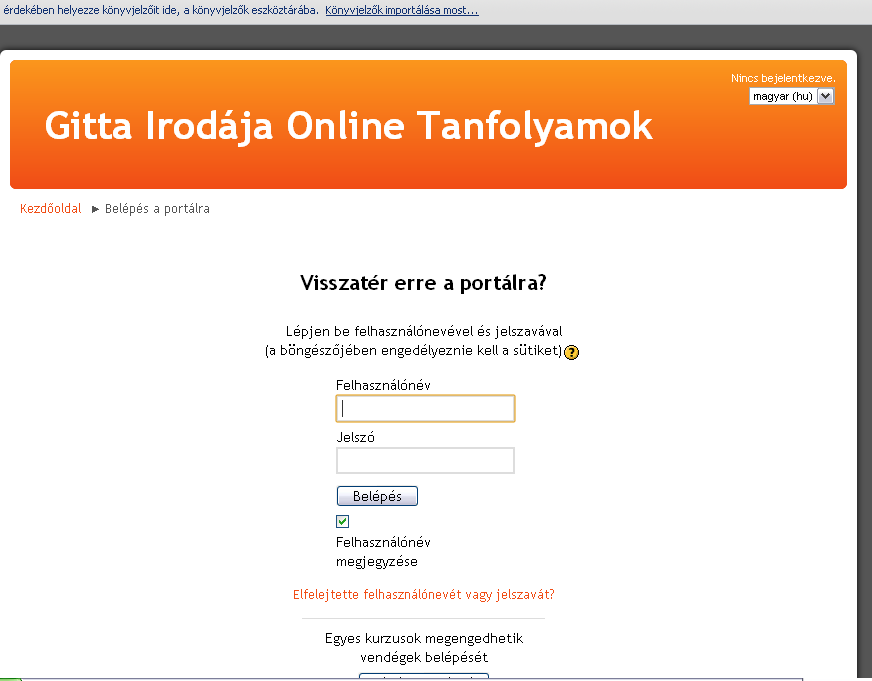 A belépési oldalra jutva kell megadni a felhasználó nevet, valamint a jelszót és a Belépés gombra kattintva bejutunk az oldalra. (3. ábra) 3.