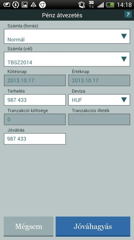ios Android Belső pénz átvezetés: Pénzátvezetés tranzakcióval az értékpapír