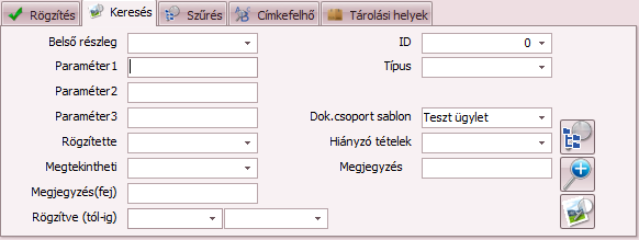 3. Dokumentum csoport sablonok 13 3) Rögzítettem egy Szerzodés típusú dokumentumot. Mentés után látható, hogy Szerzodés már nincs a rögzítendo tételek közt.