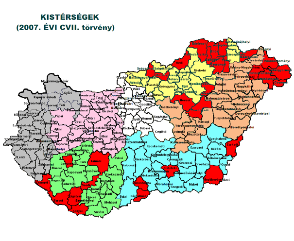 2. sz. térkép Kistérségek (2007. évi CVII.