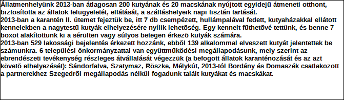 Környezetvédelem, állatmenhely működtetése 3.2 Közhasznú tevékenységhez kapcsolódó közfeladat, jogszabályhely: 1998. évi XXVIII. tv. 48/A.