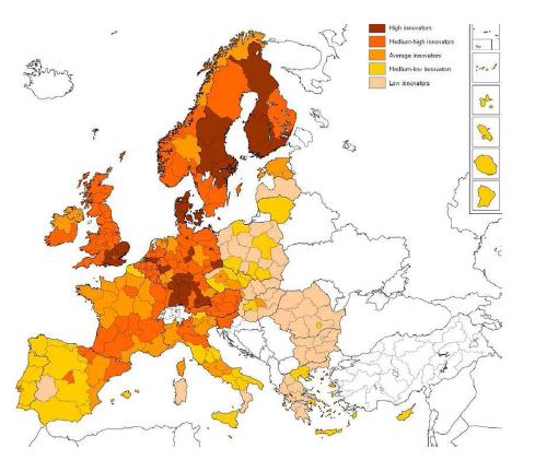 2.4. Észak-Magyarország helye az innovációs térképen Hazánk a mérsékelt innovátorok csoportjába, Észak-Magyarország azon belül is az ún.