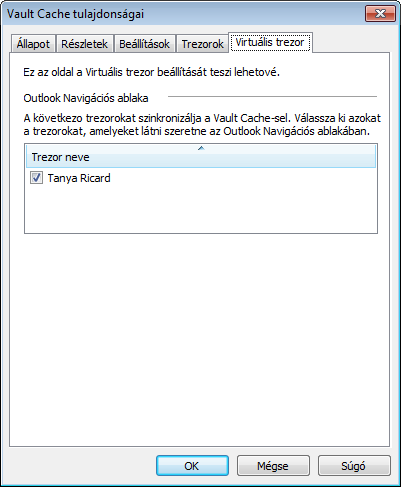 18 Az Enterprise Vault beállítása Az Outlook automatikus archiválásának kikapcsolása 3 A Virtuális trezor lapon jelölje be, vagy törölje a jelet a trezor neve melletti jelölőnégyzetből az Outlook