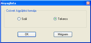 3.4. Anyaglista A tervben felhasznált csövek és szerelvények listáját szolgáltatja. A lista elmenthető.