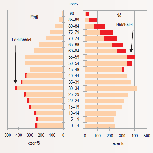 visszaesésekkel bontakozott ki, a nők körében azonban megszakítás nélkül, és a férfiakhoz képest erőteljesebben növekedett az időskorúak aránya.