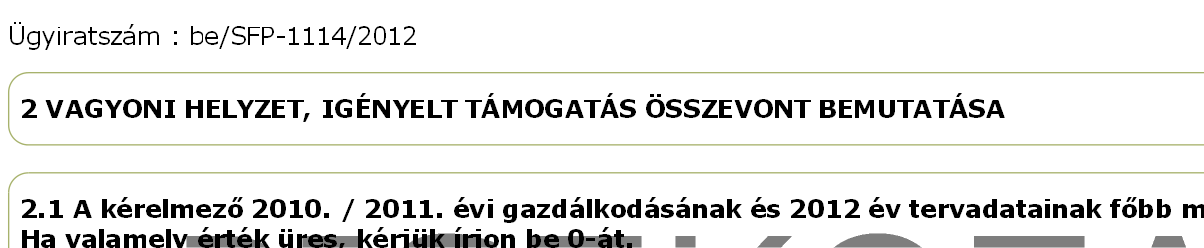 2 / 14 2012.04.01. 22:42 2 VAGYONI HELYZET, IGÉNYELT TÁMOGATÁS ÖSSZEVONT BEMUTATÁSA 2.1 A kérelmező 2010. / 2011.