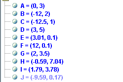 a. f(-12,5) = 1 ; f(-12) = 2; f(0) = 3; f(2)= 3,5; f(3) = 5 A pontos értékek, amelyekből felépül a függvény a következő ábrán látható: b. A 3 függvényérték a 0-hoz, illetve a 3,004 tartozik.