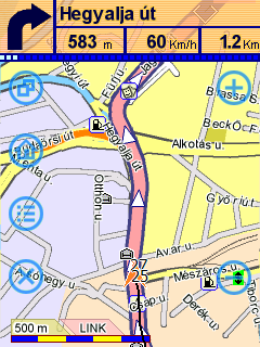 7.4.1 Tipikus Navigációs példa A példában az Erzsébet hídon keresztül haladunk a Németvölgyi út felé.