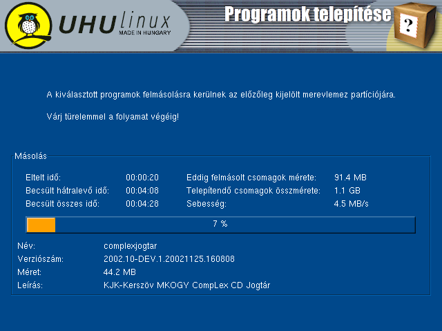 88 4. FEJEZET TELEPÍTÉS Az esetlegesen kijelzett (függőségi szempontból hiányzó) programok nem azt jelentik, hogy vissza kell mennünk, és egyenként be kell jelölgetni őket!