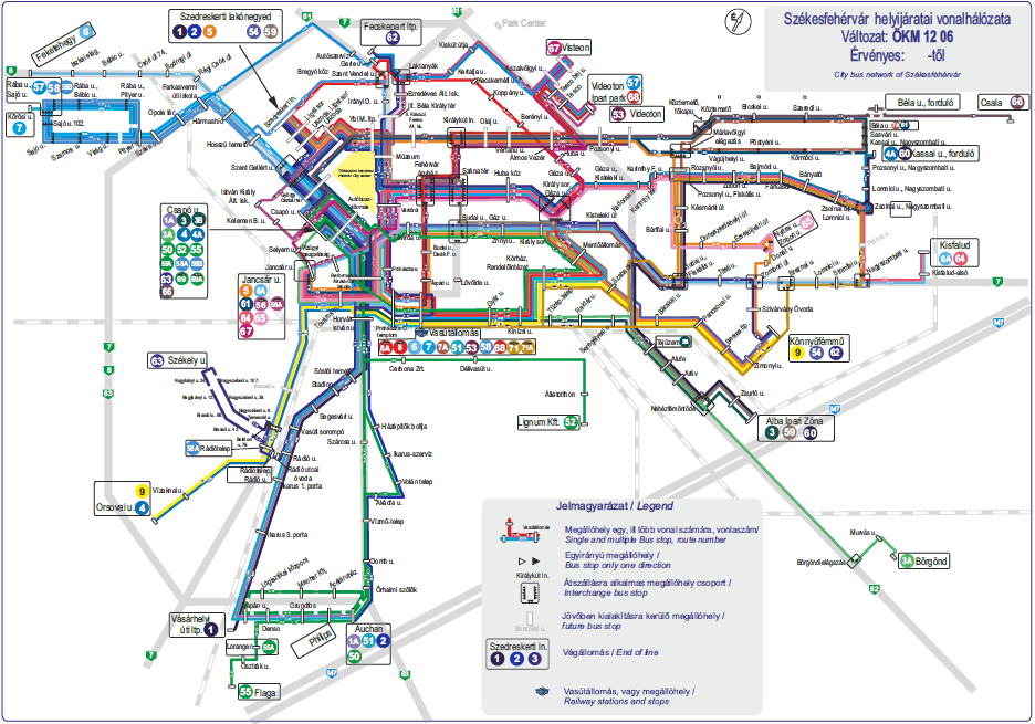 68. ábra: Székesfehérvár helyijárati vonalhálózata Forrás: Székesfehérvári Intermodális Regionális Közösségi Közlekedési Központ kialakítása KÖZOP-5.
