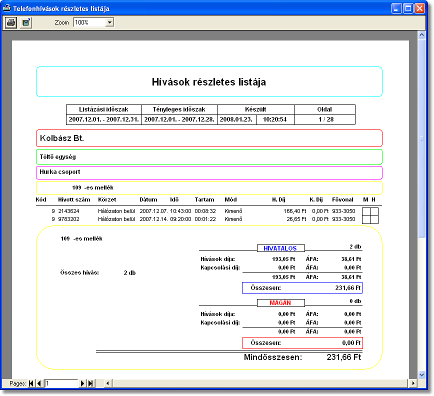 15 WinPCTari súgó A program, a fővonalak megfelelő beállítása mellett, képes az állandó