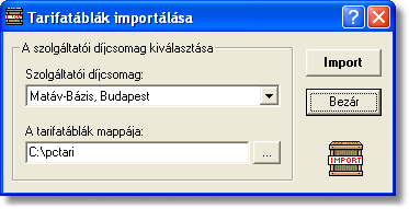 A WinPCTari program 1.3.2 Fájl 1.3.2.1 Fájl A Fájl menü felépítése: 1.3.2.2 Import 1.3.2.2.1 Import Az Import menü felépítése: 1.