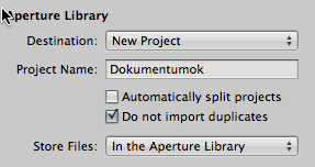 Képmenedzsment felsőfokon Aperture 3 183 155. ábra: Az importálás körülményeinek beállítása Innen kiválaszthatjuk a számunkra megfelelő opciót.