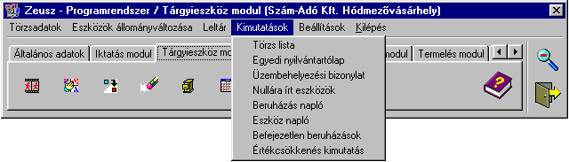 Leltár A program támogatja a Cég leltározását. Leltárhelyenként lerögzíthetjük az ott található eszközöket. A képernyő alsórészén található grid -ben láthatóak a leltárhelyek.