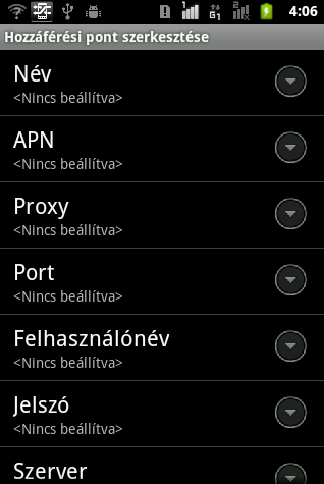 Felhasználó név Jelszó Vezeték nélküli adatkapcsolat beállítása 1. Alkalmazások > Beállítások > Wireless & hálózatok. 2. Mobil hálózatok >SIM1/SIM2 > GSM/UMTS opciók > Hozzáférési pont neve. 3.