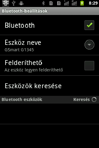Kapcsolódás Bluetooth eszközökhöz Létrehozhatunk kapcsolatokat Bluetooth készülékek között. Párosítani kell a készülékeket, hogy lehetővé tegyük az adatcserét. 1.