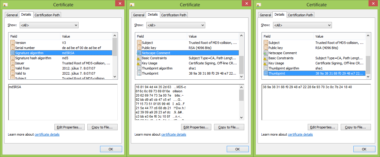 Ethical hacking MD5 collision és