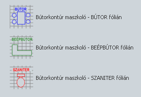 10.2 Egyedi szimbólumok rajzolása maszkoló poligonnal A maszkoló képességű bútorozási szimbólumok alapjául egy Szimbólum alap stílusú AEC Poligon szolgál (mindegyikbe egy ezzel rajzolt kontúr van
