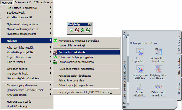 8. Helyiségek kezelése A Helyiség kezelő funkciók a HunPLUS program által hozzáadott HunPLUS legördülő menüből és a Helyiség eszköztáron érhetők el. 8.