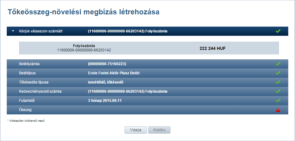 14. képernyő Lekötött betétek Tőkeösszeg-növelés(ek) 4.2.3.