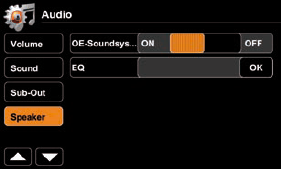 Hangs zóró Subout Hang Hangerő Ha OE (gyári) hangrendszer van beépítve a járművébe, aktiválja az OE Hangrendszer paramétereit, hogy elkerülje az audio torzításokat.