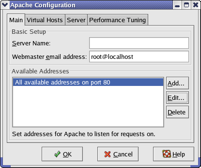 138 Ábra 9.1 Apache Configuration Megjegyzés: Ha ezt a programot használjuk a szerver konfigurálására, akkor ne módosítsuk kézzel a httpd.conf állományt, mert felülírja a módosításainkat. 9.2 Squirrelmail Gyakori igény, hogy a felhasználók szeretnék webes felületről is elérni leveleiket.
