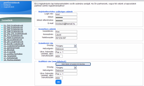 Az EBT Webshp felhasználói felülete Az EBT Webshp felhasználói felülete Belépés, regisztráció, adatmódsítás Kiskereskedelmi