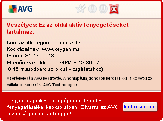 10.9.4.AVG aktív böngészés védelem Ez a hatékony védelem blokkolni fogja bármilyen megnyitandó káros weboldal tartalmát, és megelozi, hogy azok letöltodjenek a számítógépre.