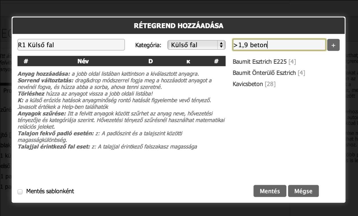 1.3.2 Kappa tényező megadása Az anyagok hővezetési tényezőit a Kappa korrekciós tényezővel kell módosítani adott esetben. A Kappa tényezőket és alkalmazásukat az 1.