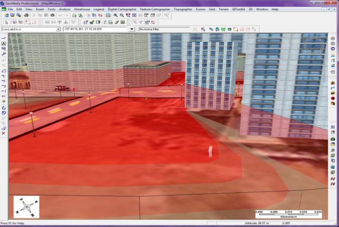 A GeoMedia 3D képességei Beágyazott 3D megjelenítési technológia Zökkenőmentes integráció 2D és 3D környezetben