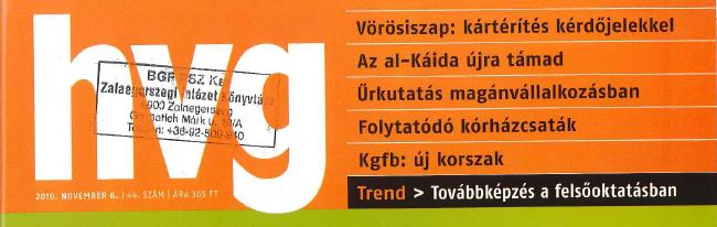 5.7. A hivatkozás szerkezete típusok szerint 5.7.3. Cikkhivatkozás (IK részközlemény) Szerző(k): Cikk címe. In: Kiadvány címe. Év.hó.nap., Évfolyam. szám. p. oldalszámtól-oldalszámig. VITÉZ F.