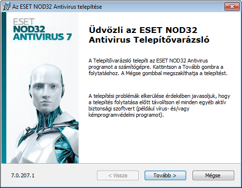 Telepítés Az ESET NOD32 Antivirus ütközésbe kerülhet a számítógépen telepített egyéb vírusvédelmi termékekkel vagy biztonsági szoftverekkel.
