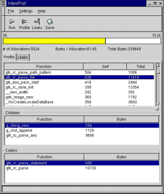 DEBUG 48 Ábra 4-3 MemProf 4.3 Rendszerhívások monitorozása: strace Az strace egy hasznos diagnosztikai, debuggolási eszköz.