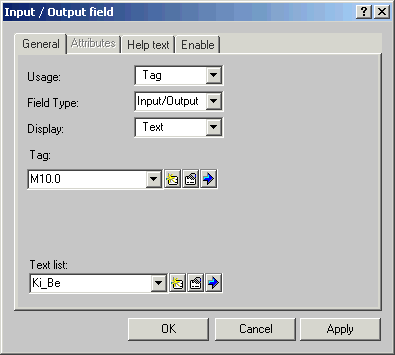 Két állapotú beállítás szöveges kiválasztással (OP7) A fenti példában szereplő szöveglistával nem csak szöveges állapotjelzést lehet megvalósítani, hanem olyan változtatható beállítást is, ahol a