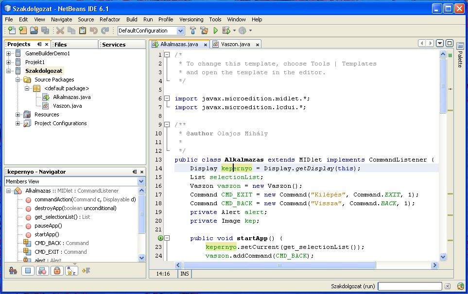 5. ábra NetBeans IDE A programokat a