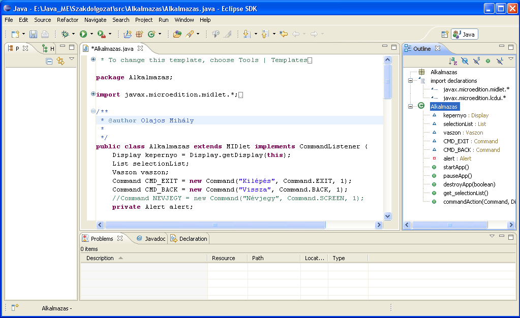 7.2. Eclipse Az Eclipse egy nyílt forráskódú, platformfüggetlen keretrendszer, amelyet eredetileg az IBM fejlesztette ki. Ugyanúgy megvannak azok a tulajdonságai mint a NetBeans-nek.