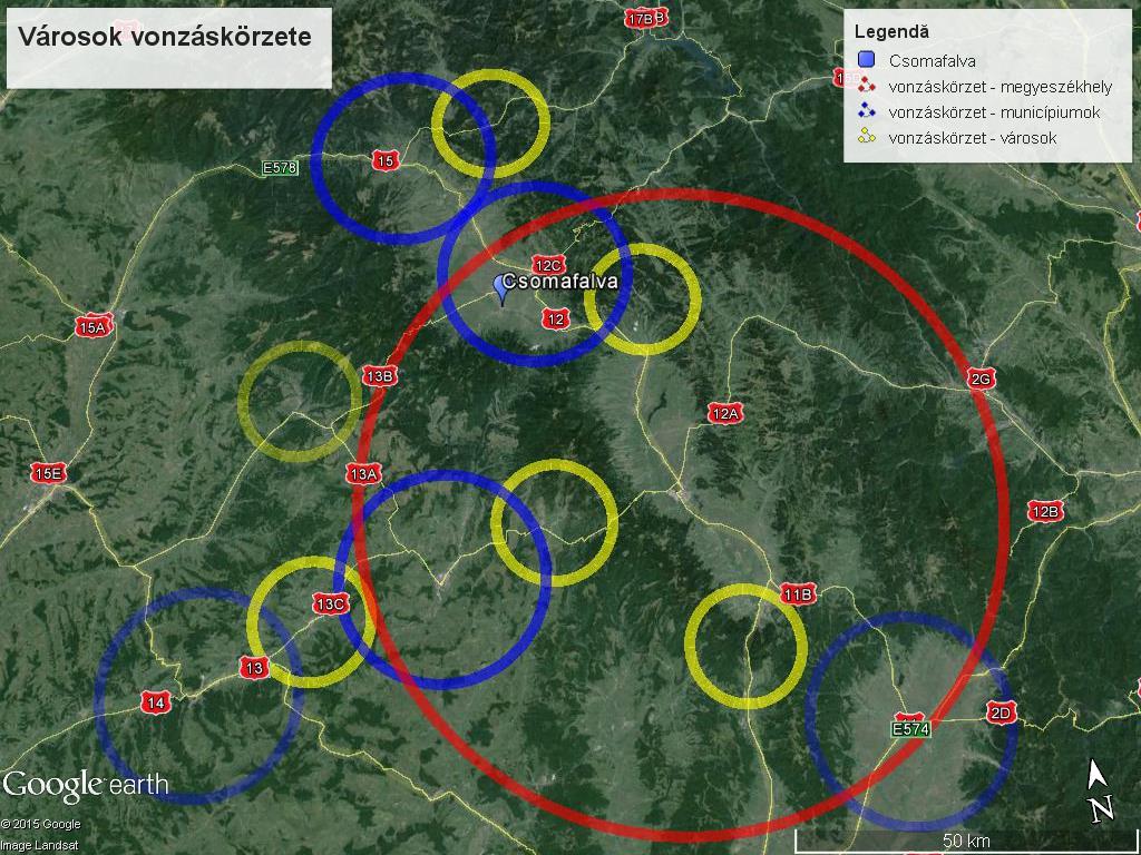 Maroshévíz (2. rang), egyaránt 39 km távolságra helyezkednek el.