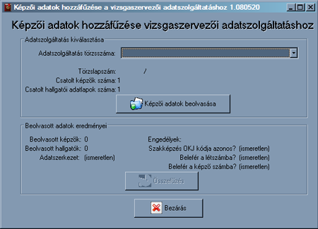 25. ábra E panelen először ki kell választani az adatszolgáltatás törzslapszáma mezőben azt az adatszolgáltatást, amelyhez fűzni kívánja a képzési adatokat!