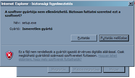 Az 5. ábra a letöltés folyamatát mutatja. Amíg zajlik a letöltés nem ajánlott egyik gombot se megnyomni a párbeszéd panelen.