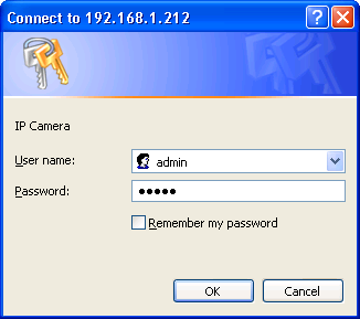 ACCOUNT & PASSWORD LOGIN After IP setup and connect to network or LAN, type IP address on IE