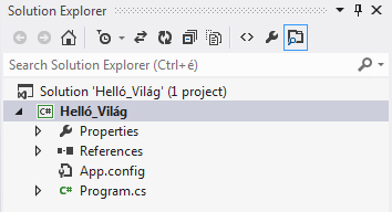 12 A Studio a készítendő program névtere számára a Solution-ban is meghatározhat egy nevet. Egy Solution több projektet is tartalmazhat szükség szerint. Ez alapesetben megegyezik a projektünk nevével.